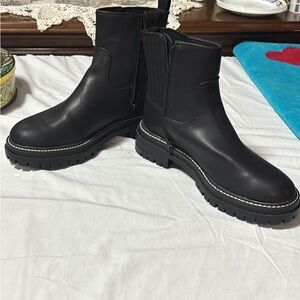 Black lug Ankle Booties size 8m